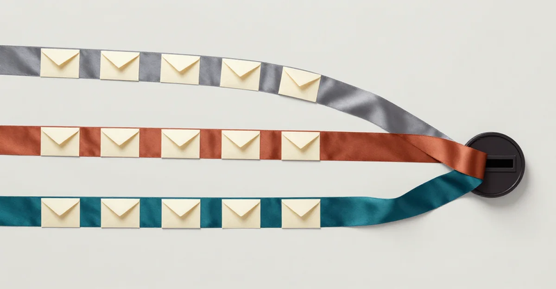Ribbons with email envelope icons
