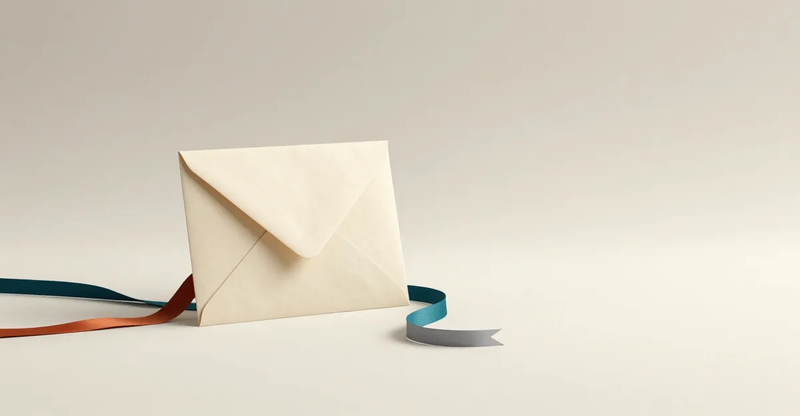 Cream Envelope with Decorative Ribbons for Email Concept