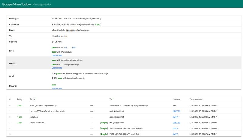 Google Admin Toolbox - ARC & Email Authentication