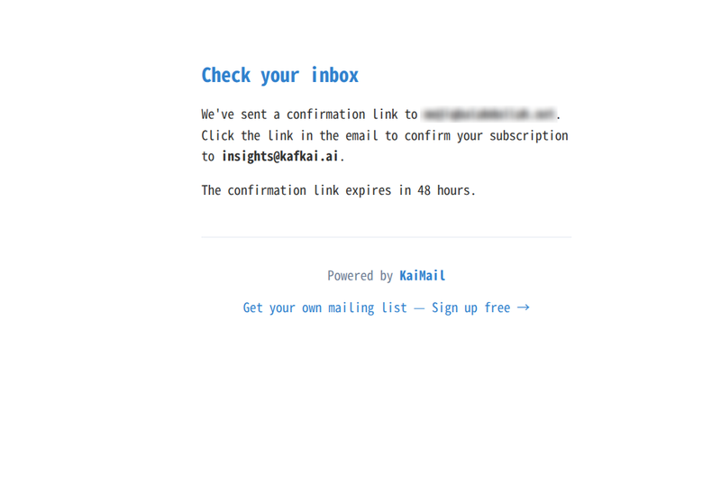 Confirmation email sent from help@kaimail.net