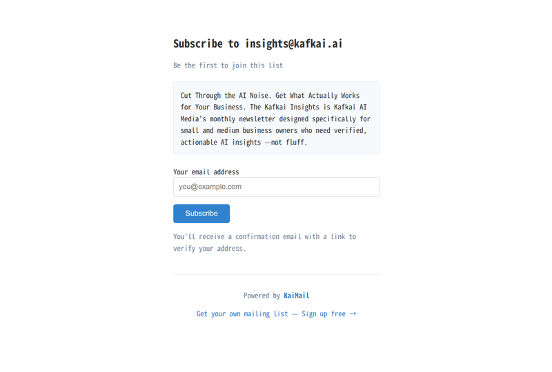 Public subscribe page for a KaiMail mailing list